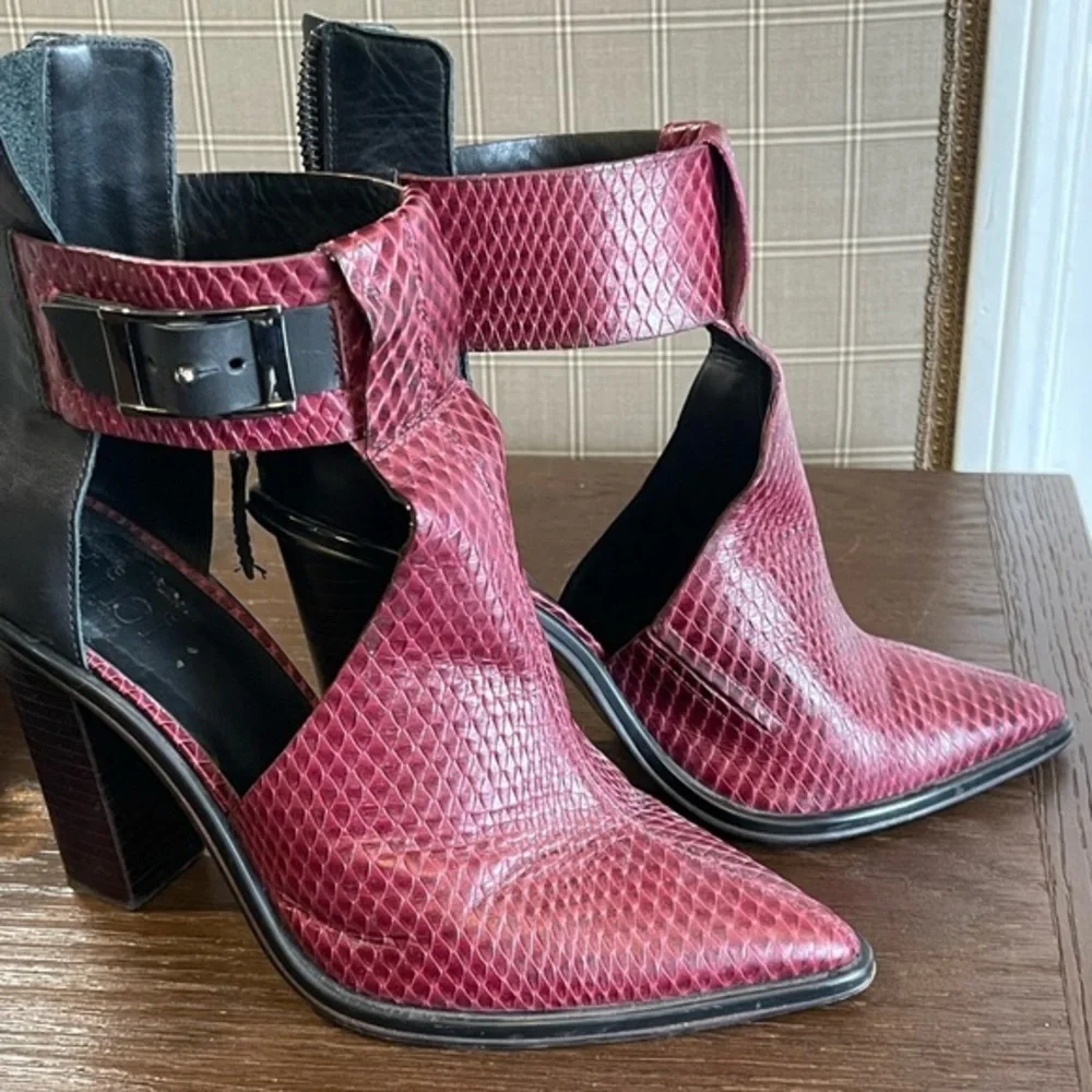 Tibi Burgundy and Black Cutout Booties, size 38